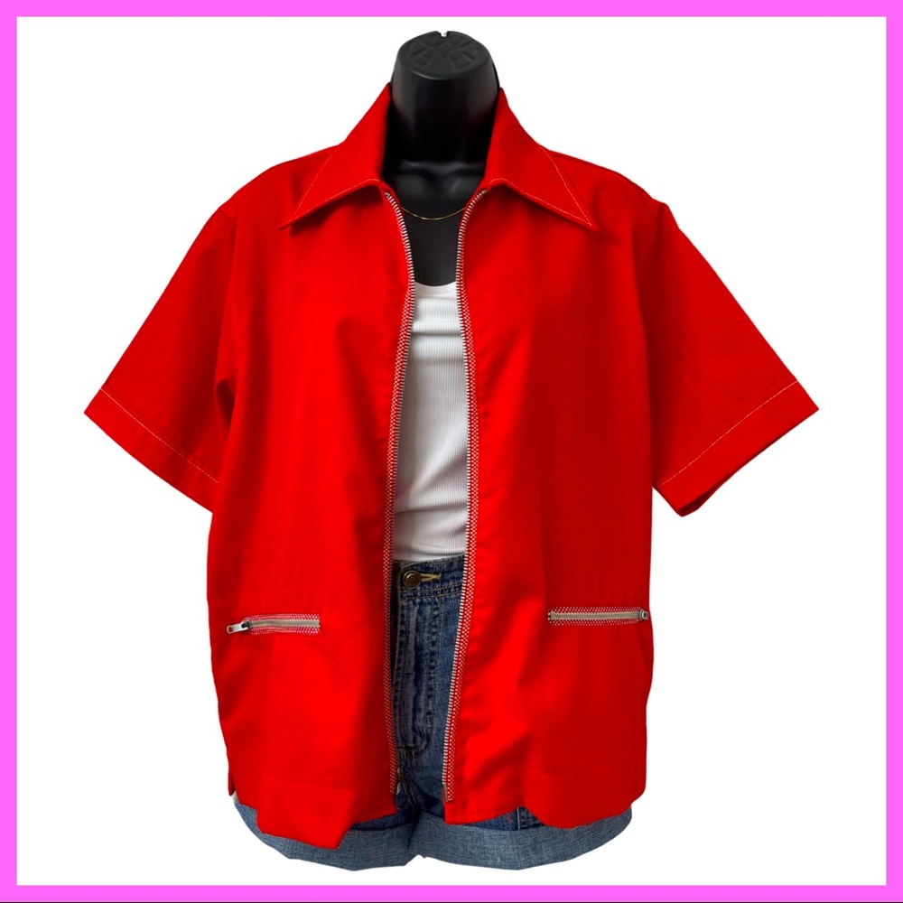 Vintage 70s The London Journal Square Front Zipper Shirt 

Size: M 
Chest: 24”